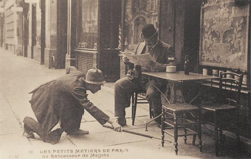 Собиратель окурков. Париж, 1900-е.
